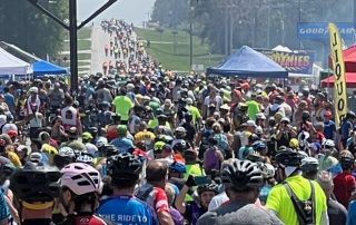 ragbrai group riders passing through town