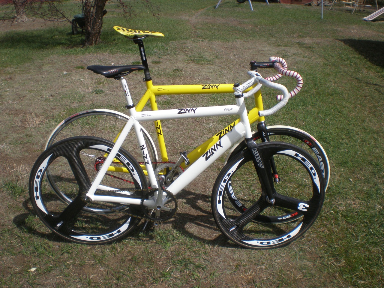 two zinn magnesium track bikes