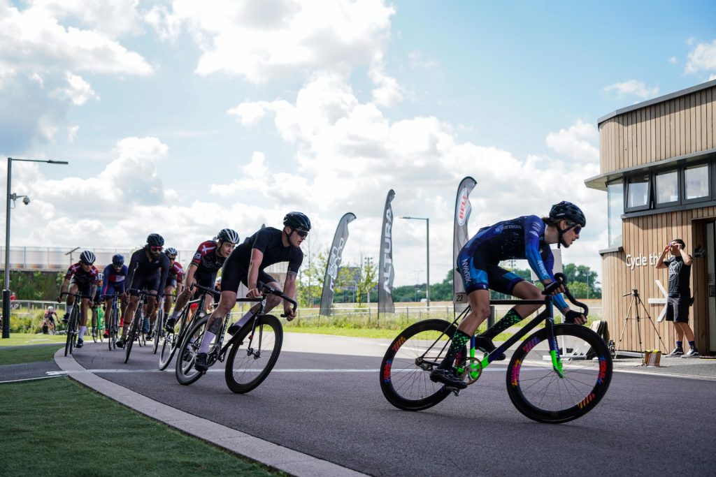 Cyclist competing in a road race