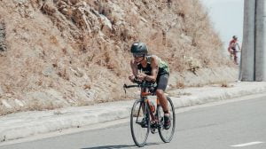 Rider using aero bars