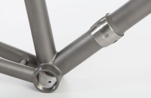 Close up of custom bike frame by Zinn Cycles