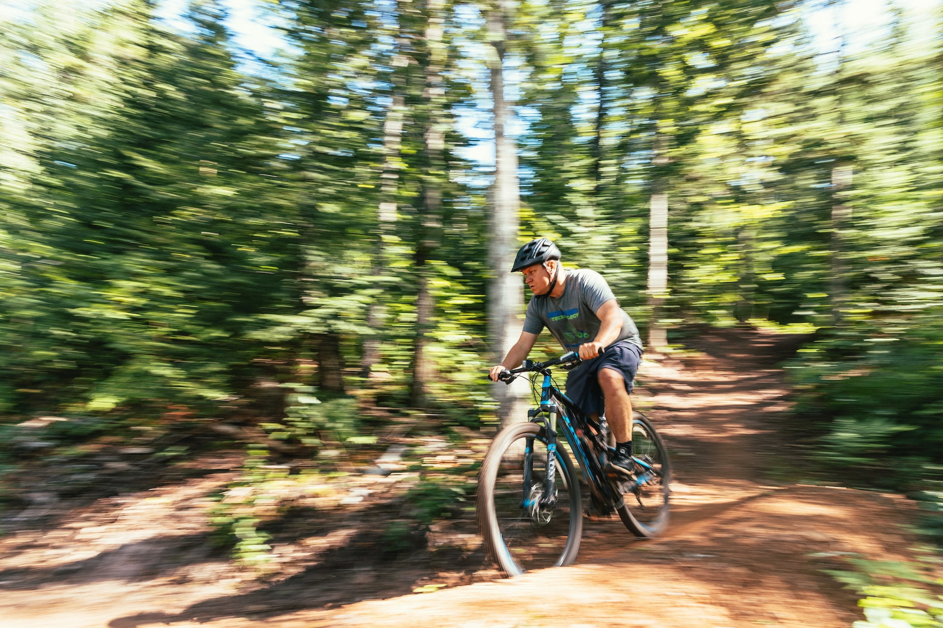 Cyclist riding bike trails in Boulder, Colorado