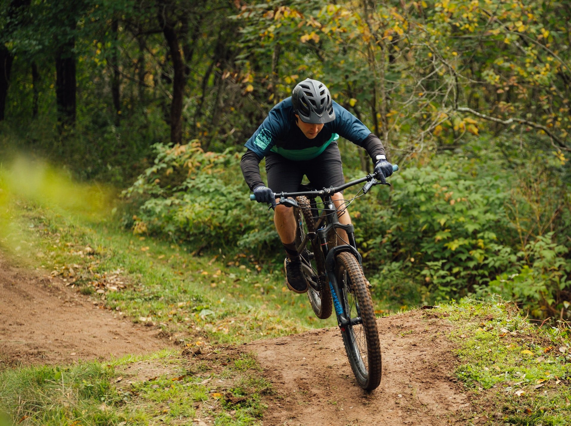 Man riding bike trails in Boulder, Colorado